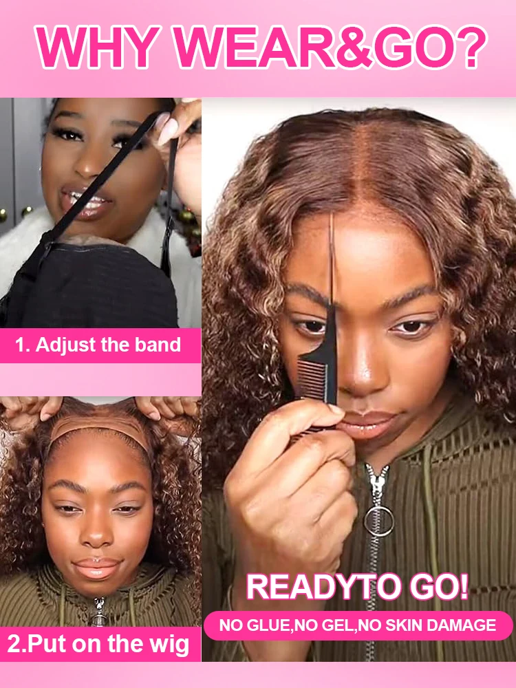 تسليط الضوء على أومبير قبل قطع شعر مستعار غلويليس ارتداء والذهاب مجعد 100% شعر الإنسان موجة عميقة الباروكات الأمامية 13x4 13x6 HD الدانتيل الباروكات الأمامية