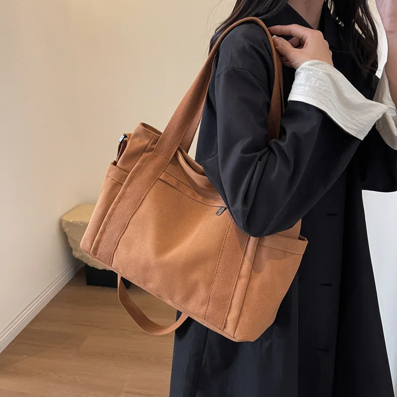 Large Capacity Canvas Women Tote Bags Fashion Female Shoulder Bag Commuting Carrying Bag Casual Designer Handbag Shopper Bag