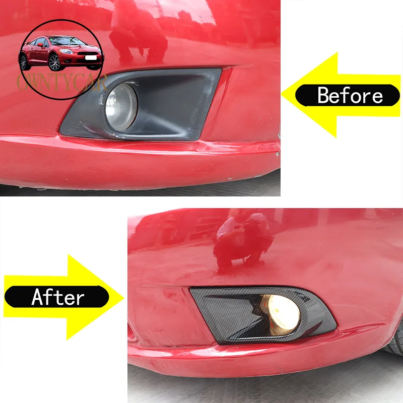 For Mitsubishi Eclipse 2006-2011 Carbon Fiber Style Plastic Car Front Fog Light Lamp Cover Trim Car Accessories