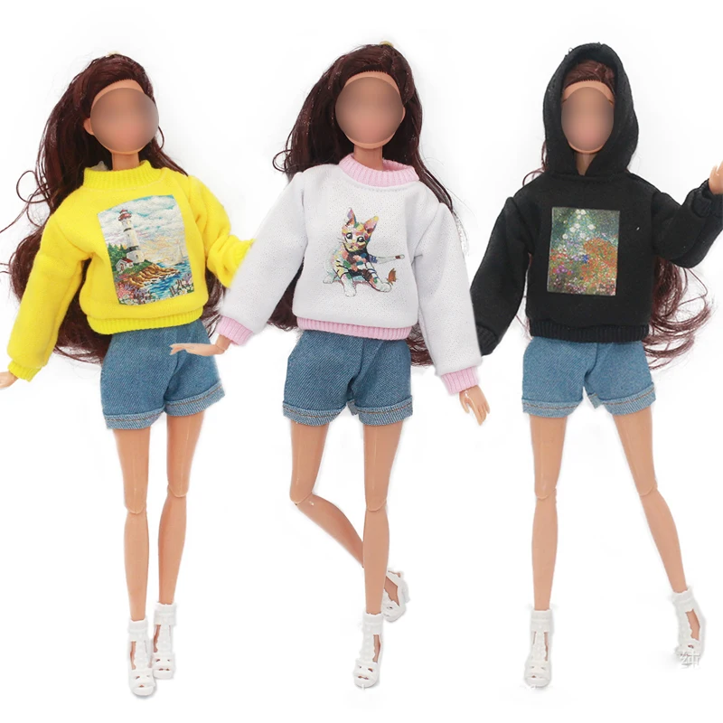 Ropa Deportiva de oficina para muñecas Barbie, traje de muñeca Barbie, accesorios para muñecas, camisa de Barbie, pantalones de pierna corta, pantalones, regalo de Xm, 2 juegos, 1/6