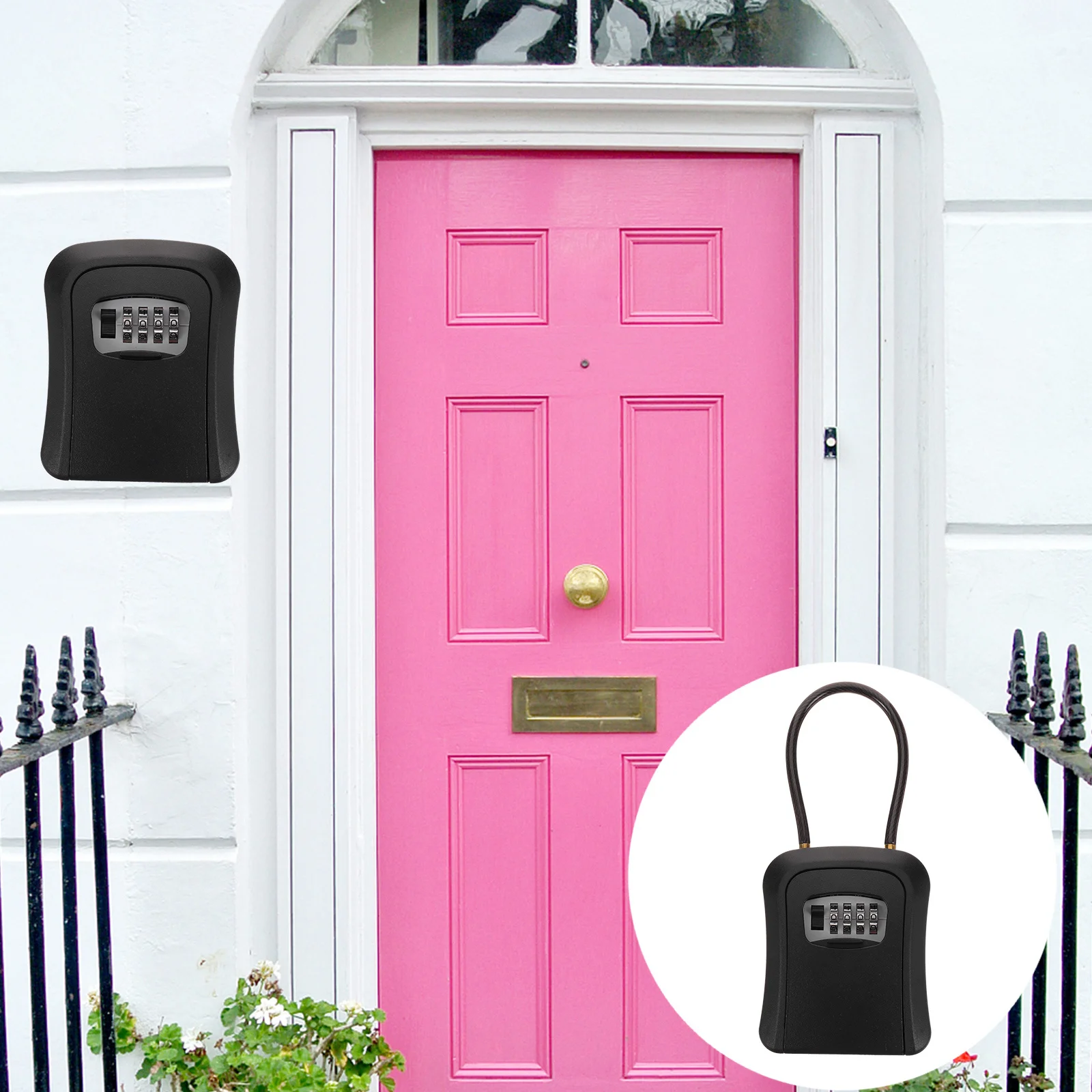 Key Lock Box Outdoor Household Keys 4-Digit Combination Security Lock Box Wall Mount Key Storage Safe for Spare Keys