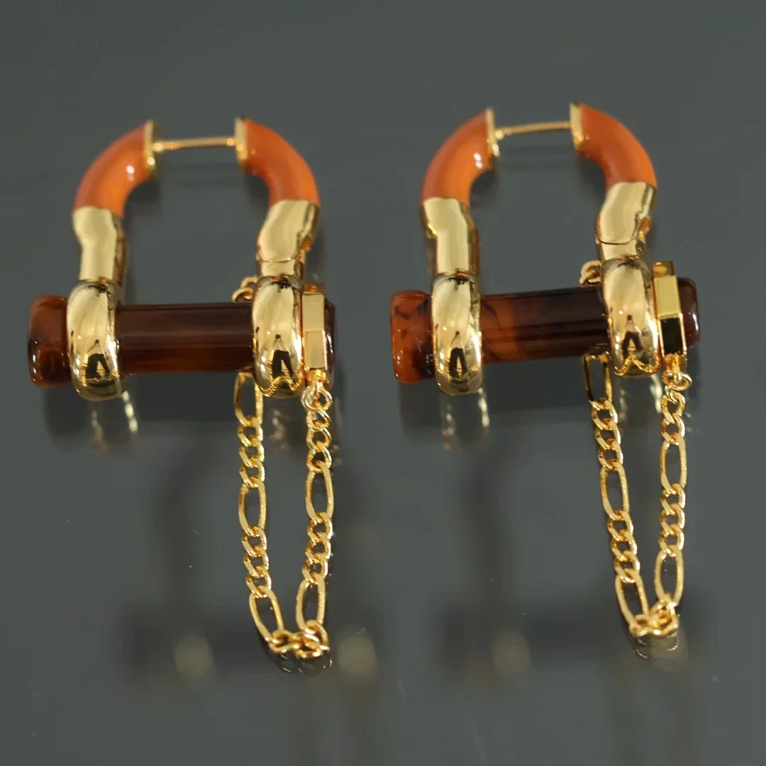 

Europe Top Quality Amber Green Designer Brand Earrings for Women Luxury Jewelry Party Runway Gift Trend Clothes Accessories