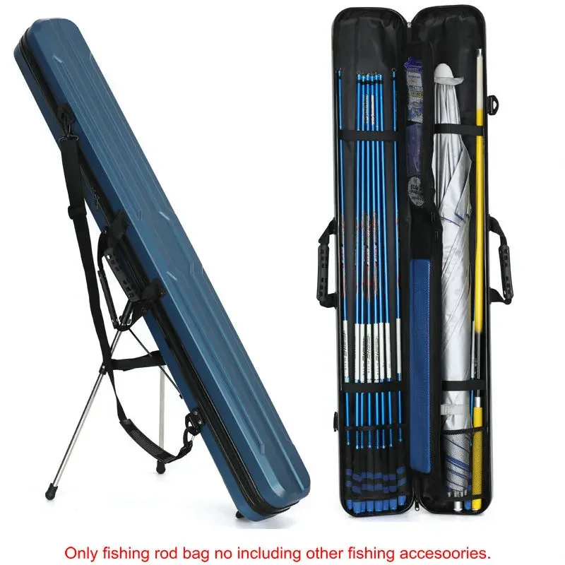 Thickened Fishing Rod Bag Potable Waterproof Hard Shell Pole Storage Bag Fishing Gear Bag PVC Hard Shell Case with Stand