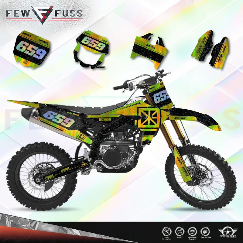 Fewfuss Holographic Chrome Racing Decal Graphics Kit for Yamaha 2019-2023 YZF250 & 2018-2022 YZF450&WRF450&WRF250 Motorcycle 02