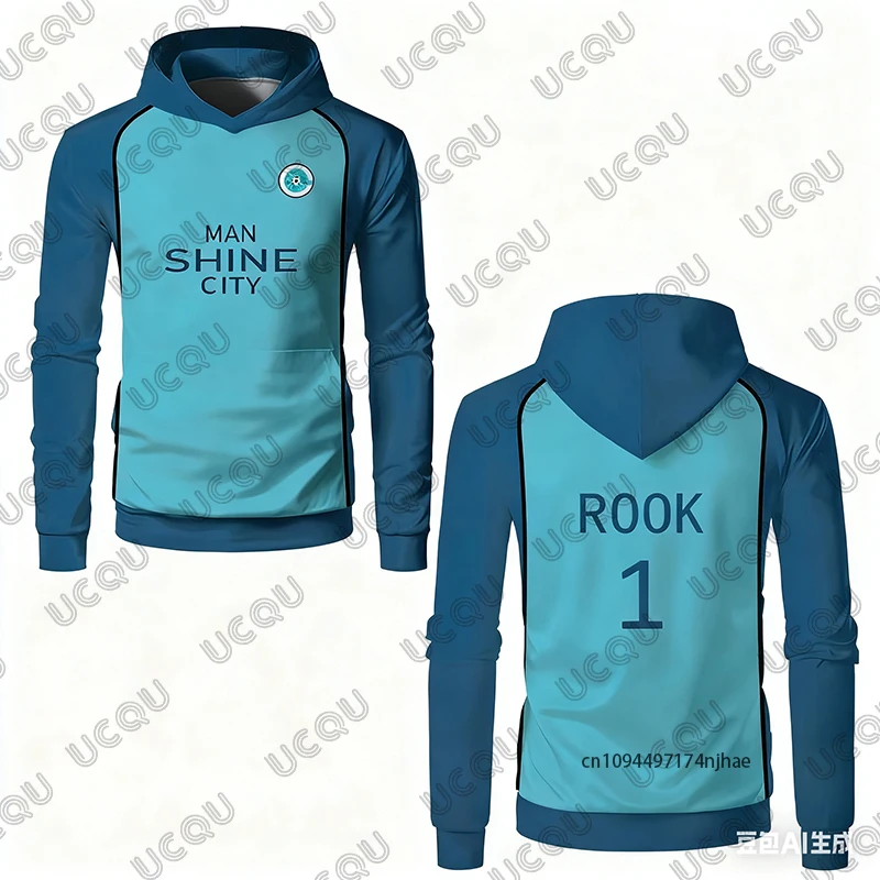 الأزرق قفل ناجي رجل تألق مدينة الرجال النساء هوديس انمي ياباني تأثيري كرة القدم جيرسي عادية كم طويل البلوز القمم الرياضية