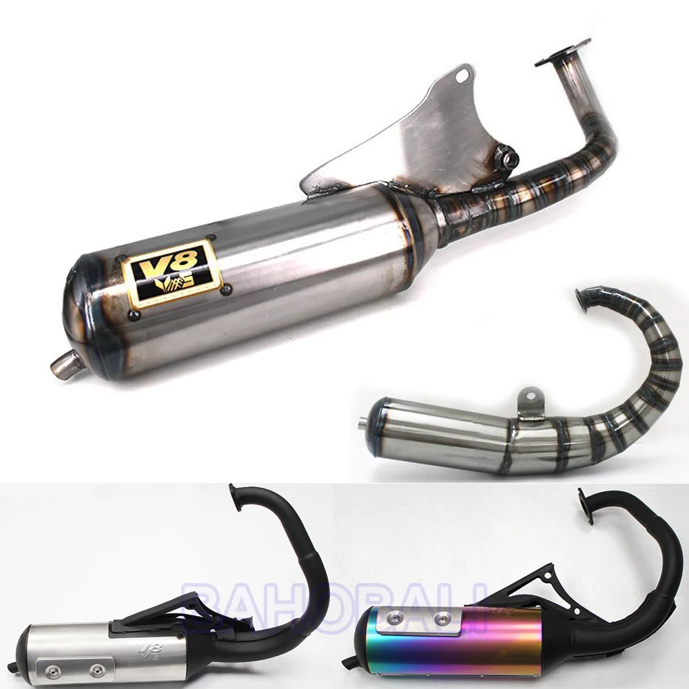 For Handmade Large Displacement Modified V8 Exhaust Pipe For Taiwan JOG50 JOG90 BWS DIO 2 Stroke Racing Scooter Muffler