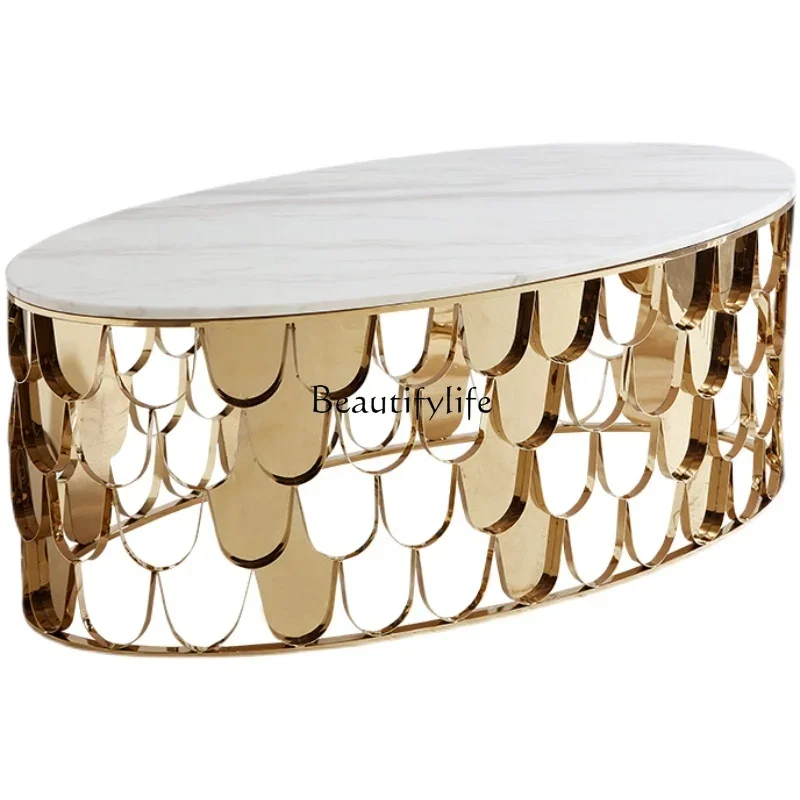 

ls 04Nordic oval light luxury coffee table small apartment round creative marble simple living room tea table