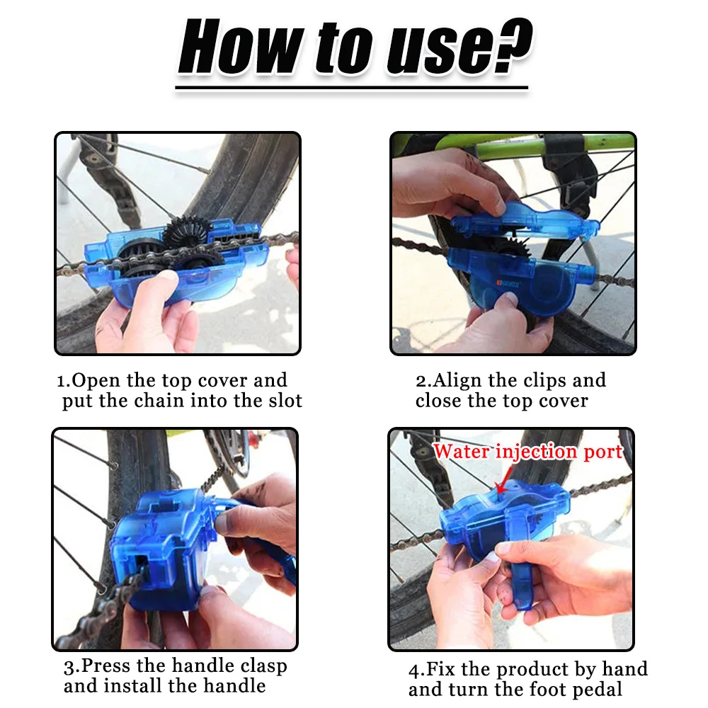 Bicicleta 3D Chain Cleaning Brush Set, Bike Wash Tool, Proteção Oil Bike Chain, Mountain Cycling Acessórios