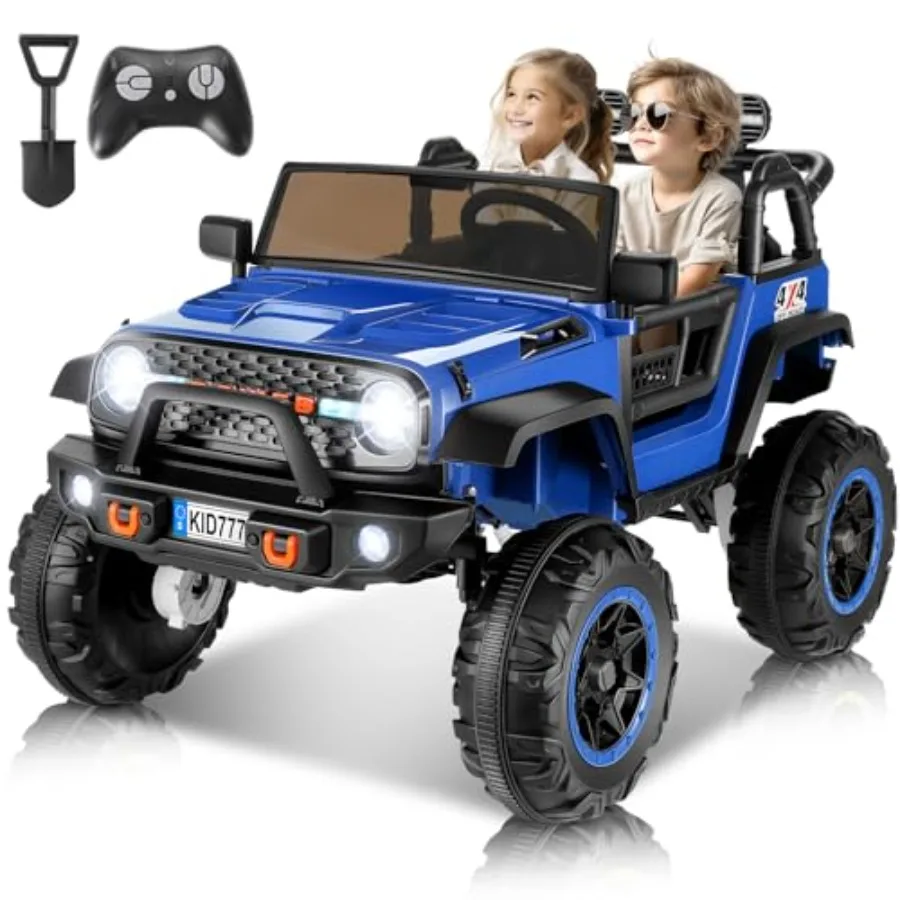 

' 24V 2-seater ride-on car for outdoor play, ABS plastic body, blue color, 4WD electric drive with remote control, soft start,