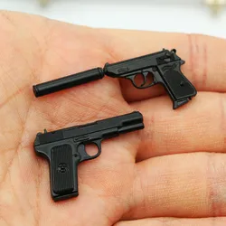 1/6 1/12 Pistol Gun Metal Model Dollhouse Simulation Dolls Miniature Figurines Soldier Accessories Scene Accessories Home Decor