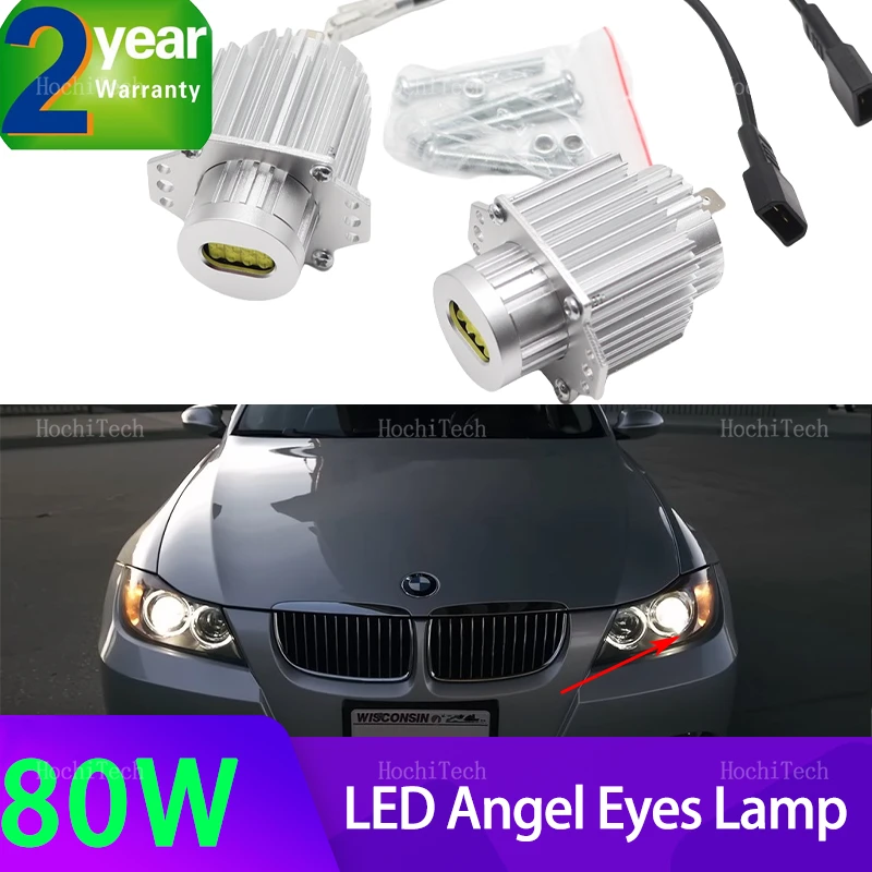 

80W LED Angel Eye Daytime Running Lights Bulb Canbus Error Free for BMW E90 E91 3 Series 320 325i 328i 335i Pre LCI 2004-2008