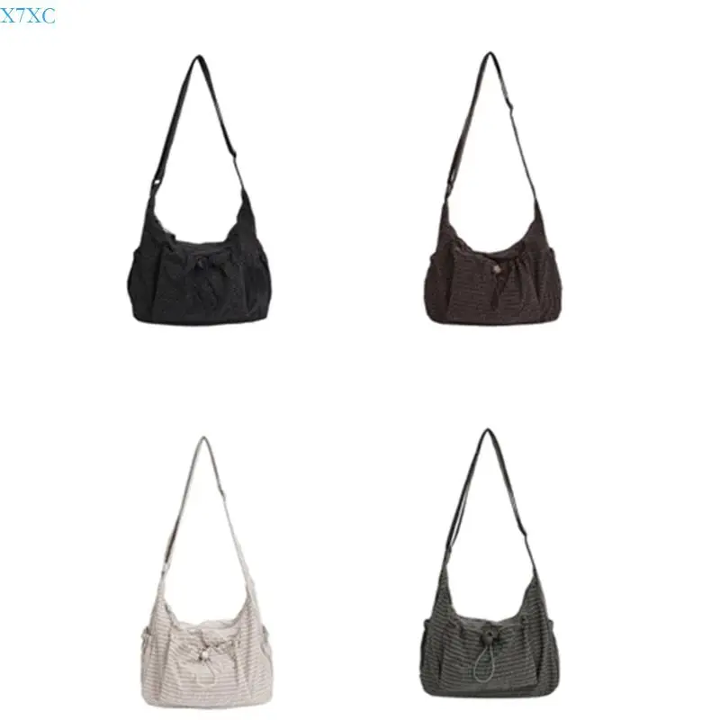 

X7XC Stylish Wear Resistant Drawstring Bag With Ergonomic Strap Casual Korean Aesthetic Shoulder Underarm For Daily Use