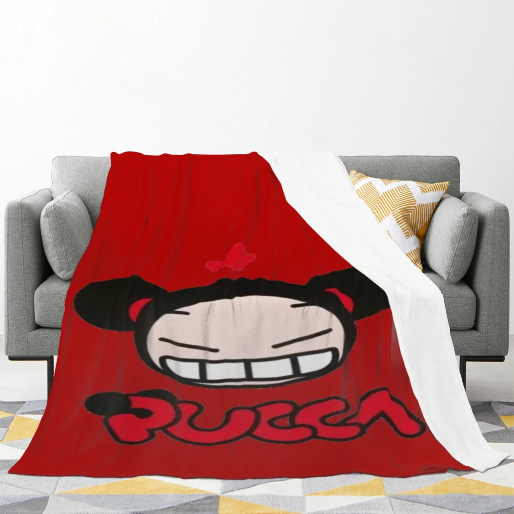 Cute Cartoon Pucca Garu Medium Blanket Fluffy Soft Bedroom Decor Sofa Blankets Comforter Home and Decoration