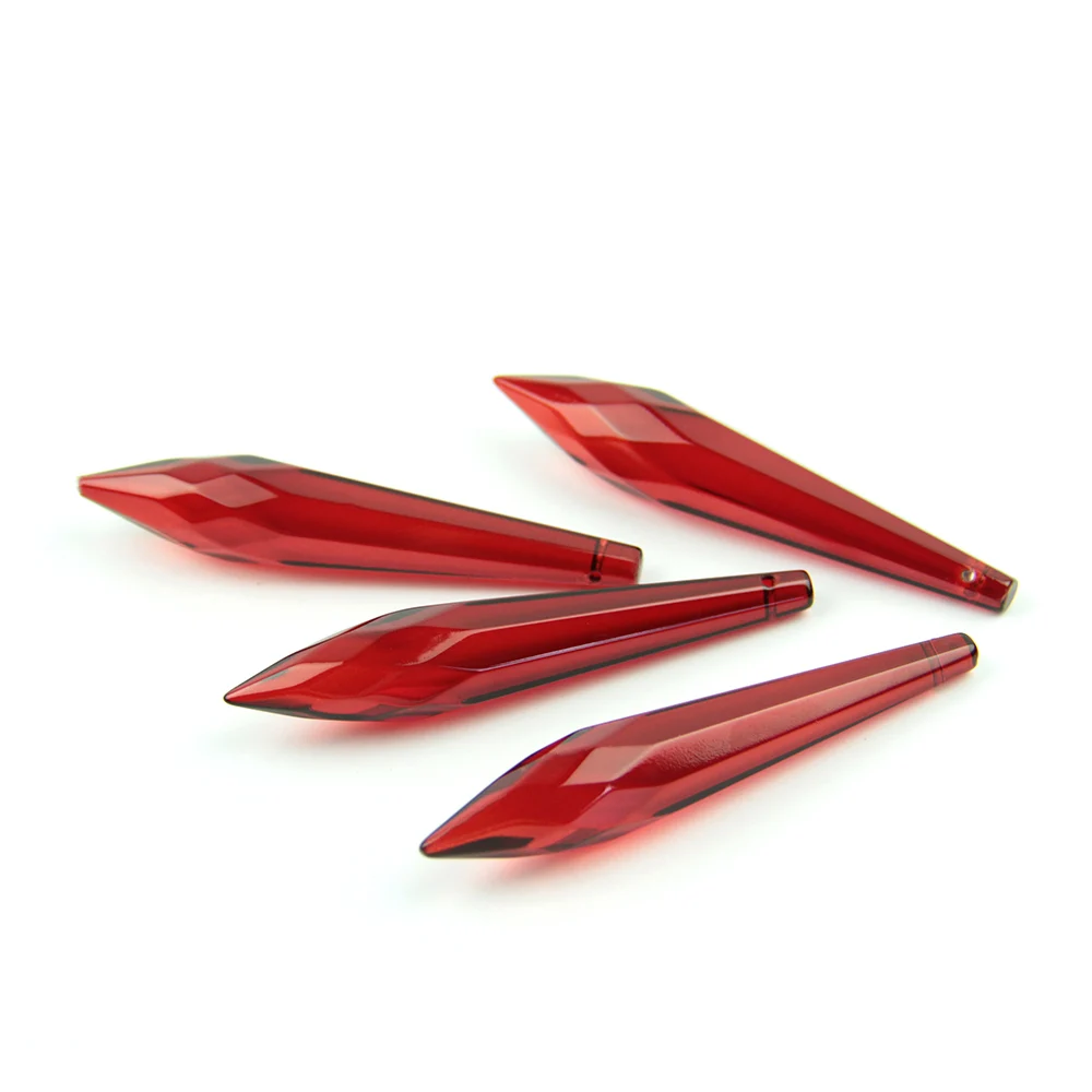 Imagem -02 - Pingentes de Lustre de Cristal Vermelho k9 Prisma Cortado e Vidro Facetado U-icicle Drops Decoração Topper de Bolo 38 mm 63 mm 76 mm