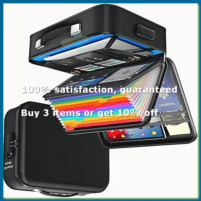 Fireproof Document Box 8-Layer Hard Shell Fire Proof Safe for Home Documents Desk Money Passports Certificates