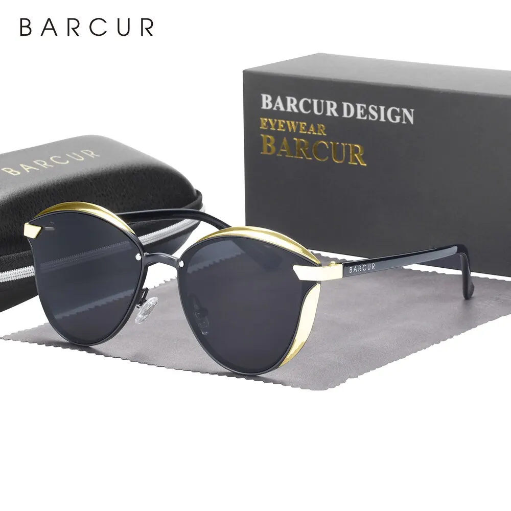 BARCUR Stijl Gepolariseerde Zonnebril Voor Vrouwen Catmore Ronde Zonnebril Dames Dames Eyewear Accessoire UVAB Bescherming
