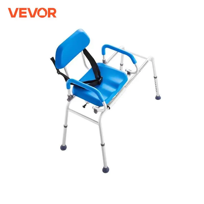 VEVOR Sliding Tub Transfer Bench with 360 Degree Swivel Seat Safety Belt Height Adjustable Bath Chair for Elderly Disabled 330LB