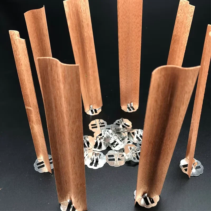 10 Stück Große Flammenförmige Natürliche Holz-Kerzendochte DIY Kerzenmaterial Sojawachs Aromatherapie Rauchfrei Mit Docht-Halter