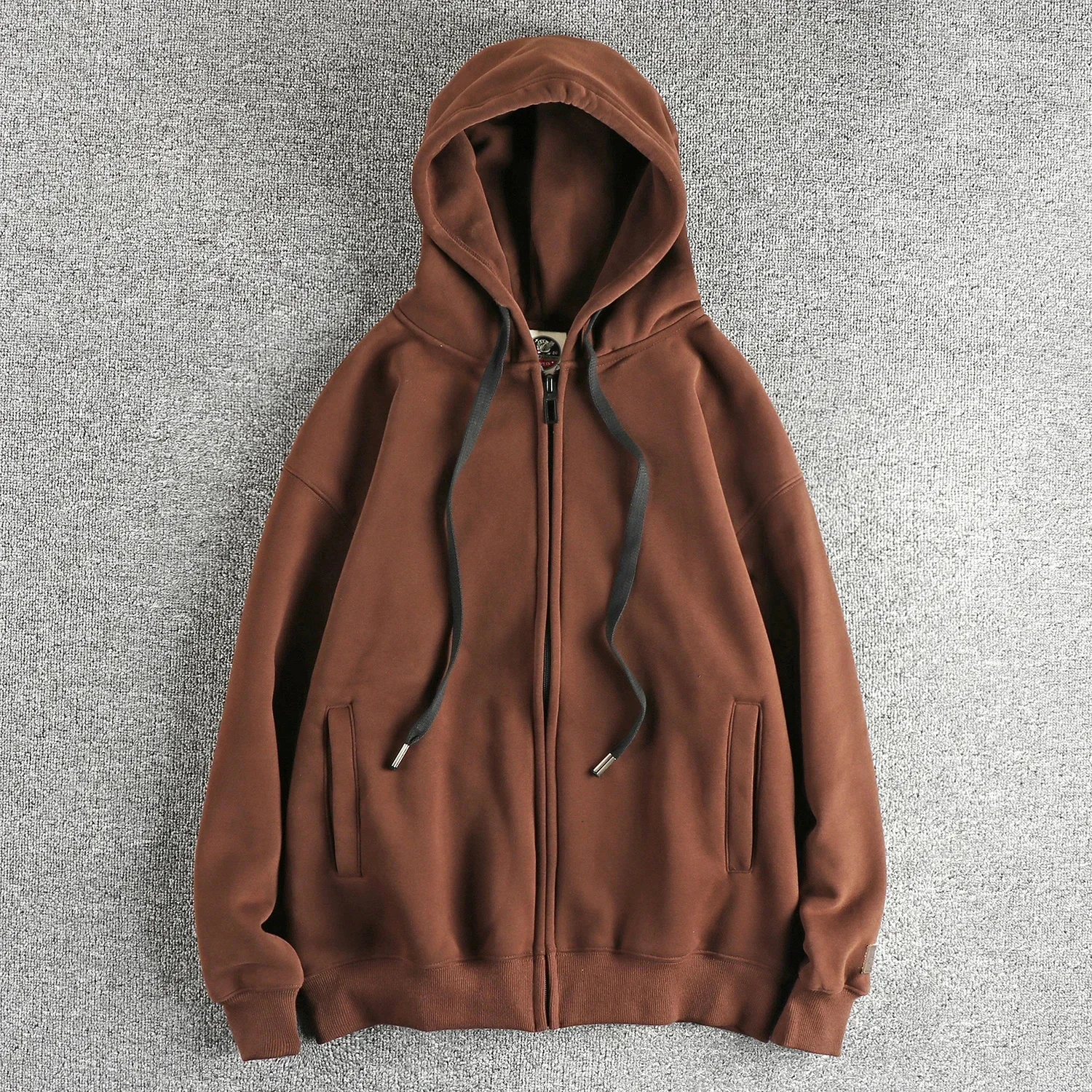 Heavy oolong cashmere American style retro trend hooded cardigan hoodie men's winter warm casual jacket