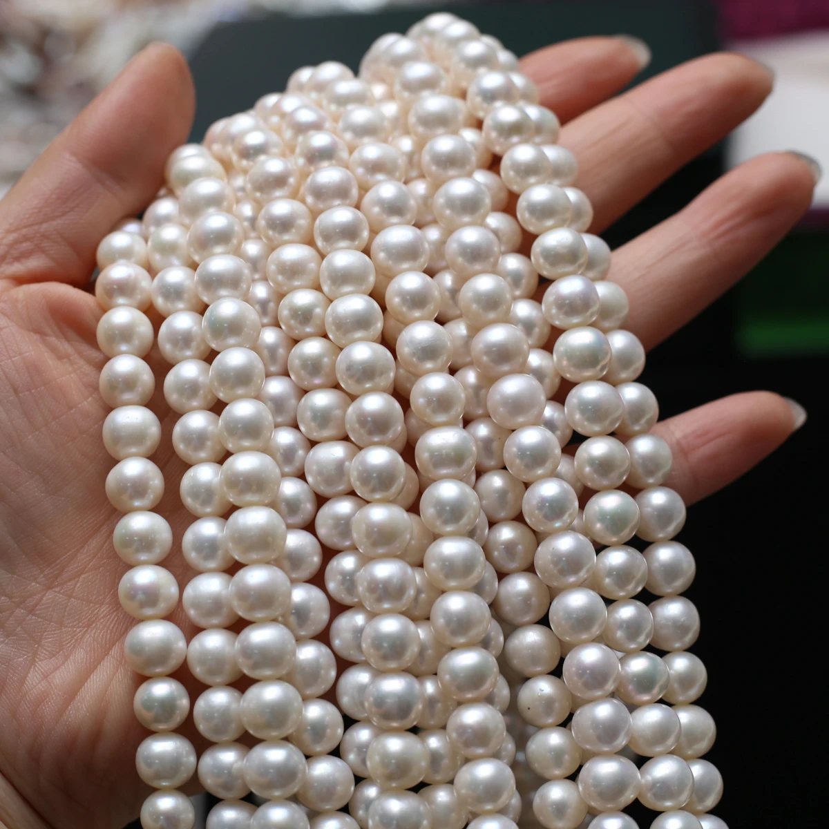AAAA 8-9mm High Quality Natural Freshwater Pearl Near Round Seedless Beads for Jewelry Making DIY Necklace Bracelet Accessories