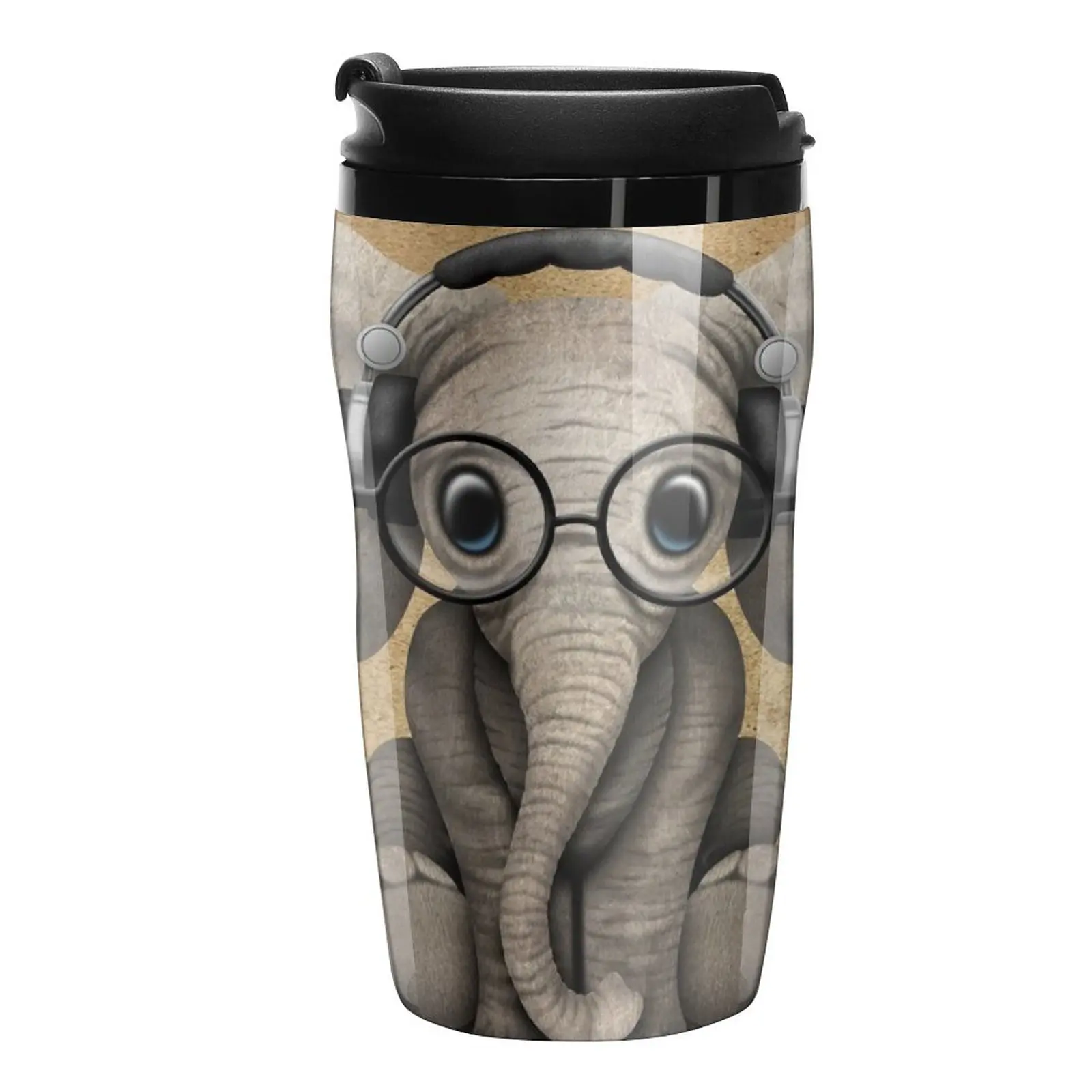 

Cute Baby Elephant Dj Wearing Headphones and Glasses Travel Coffee Mug Cute And Different Cups Cup Of Coffee