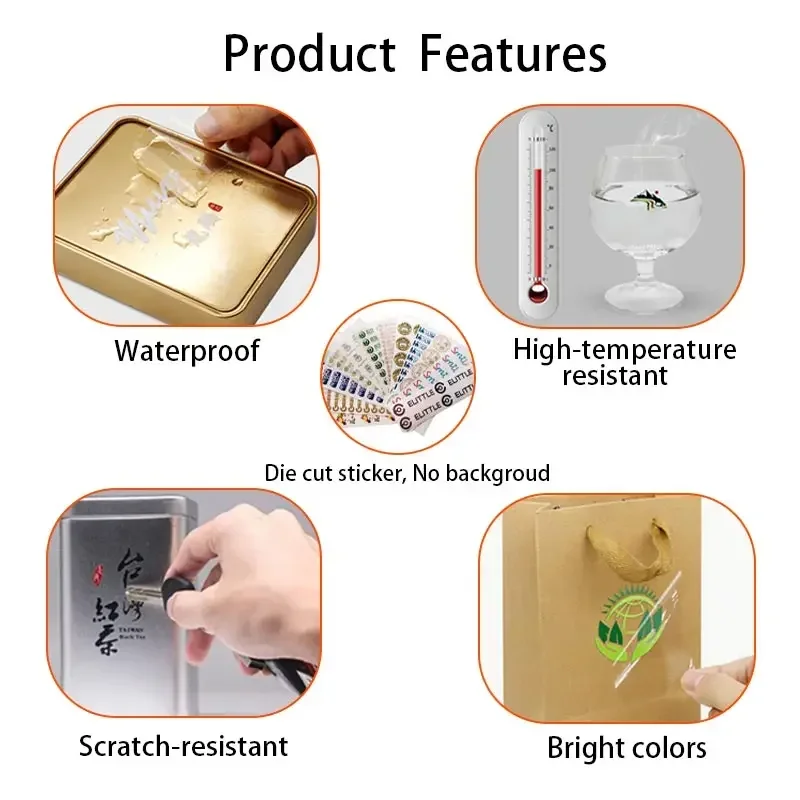 Custom UV Transfer Stickers 100PCs Gold Foil Personalized Name Tags Die Cut Logo Labels for Gift Box Packaging Cup Bottle