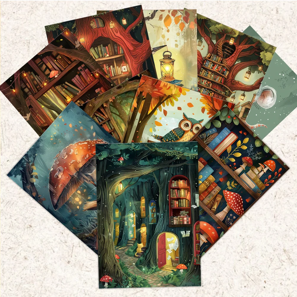 32pcs,Animal Magic Bookstore   Postcards, decoration/greeting cards/postcards, high-precision printing, collectible and mailable image 5