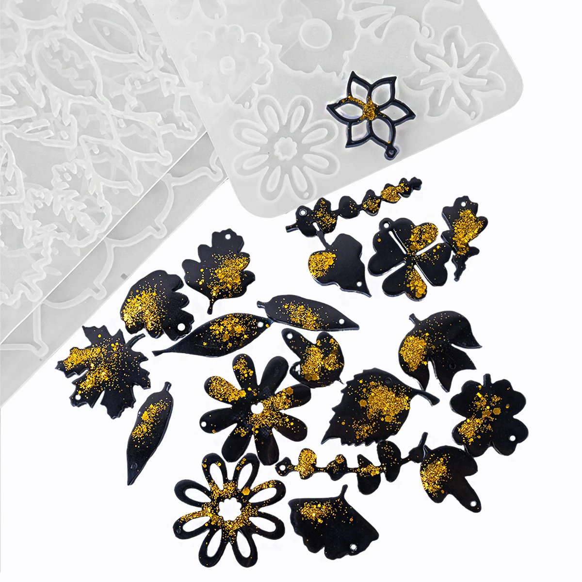 Pendant Earrings Silicone Molds Creative Leaves Flowers Shape Jewelry Accessorie UV Epoxy Resin Mold DIY Necklace Keychain