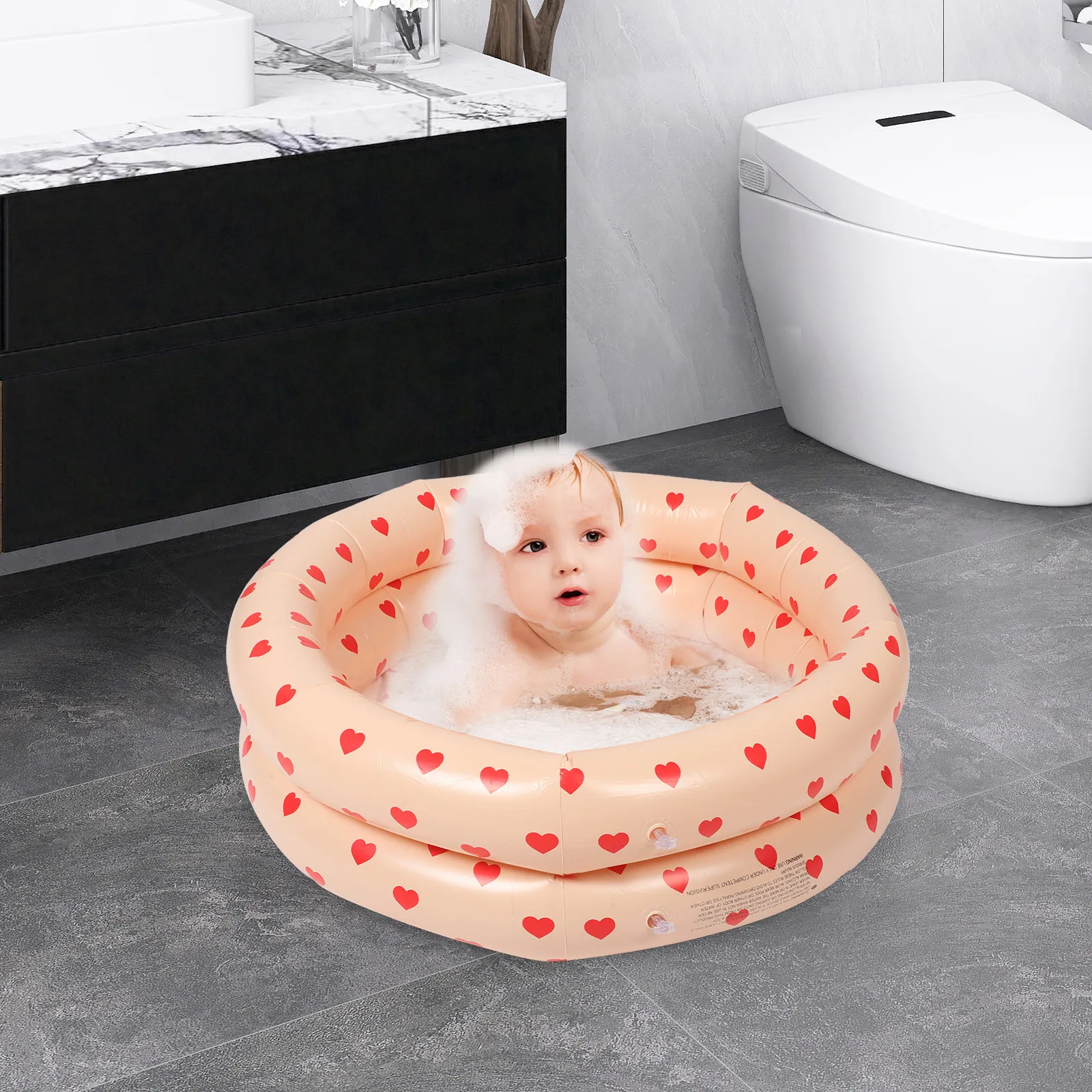 

Надувной детский бассейн из ПВХ с 3 кольцами, простая установка, просторная игровая зона для водных развлечений, бассейн для малышей, шариковый бассейн