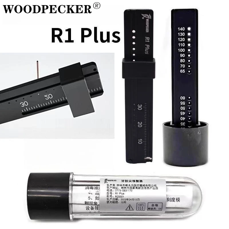 Woodpecker R1 Plus Endo Ruler – Herramienta 3 en 1 para cortar/calibrar/medir gutapercha, precisión de 0.01 mm, autoclavable