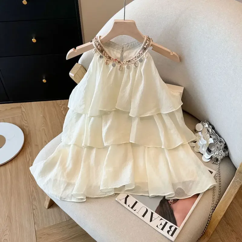 صيف جديد أنيق الرسن قمصان النساء الكورية موضة الديكور الكشكشة المرقعة الوردي البلوزات السيدات بلا أكمام بلايز عادية #2