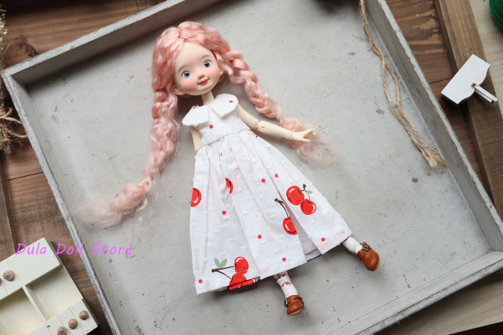 

Dula Doll Clothes for Blythe Landoudou Landazz ob24 ob22 Licca 1/6 Doll Cherry Love Dress