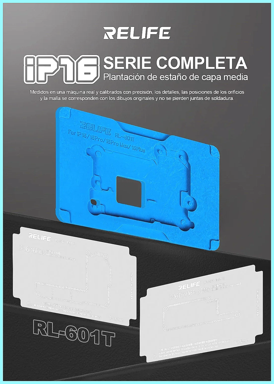 RL-601T BGA Reballing Kit for iPhone 16 Series | Motherboard Repair Fixture with Stencil & Tin Planting