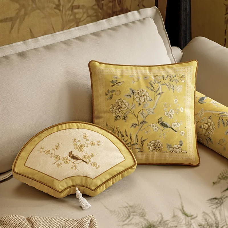 Chinese Flora Bird Pillows Retro Cushion Classical Artistic Room Decorative Pillow Cover For Sofa Chair Bedding Home Decorations