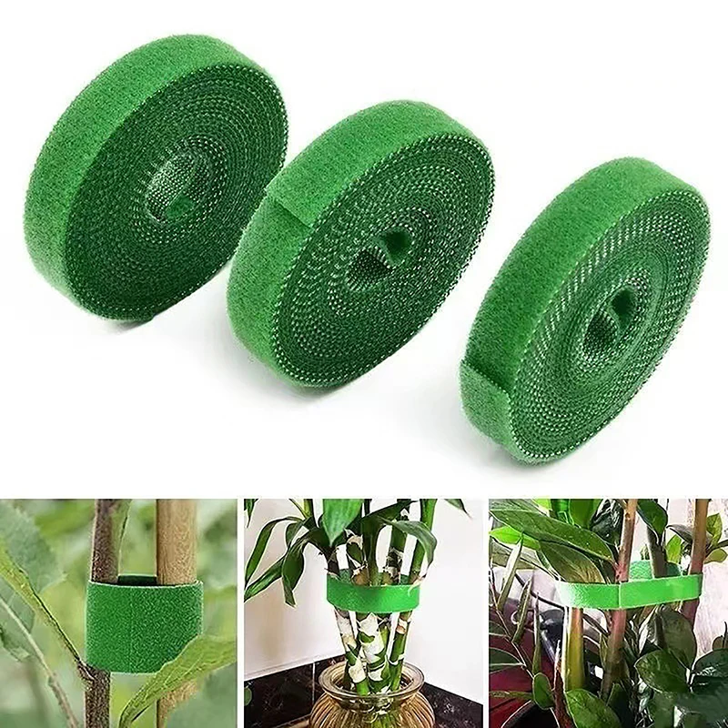 Corbata de vendaje de nailon para plantas, lazos de gancho reutilizables para plantas, cinta de sujeción verde, envoltura de caña de bambú, soporte, accesorios para el hogar y el jardín, 1/3/5M