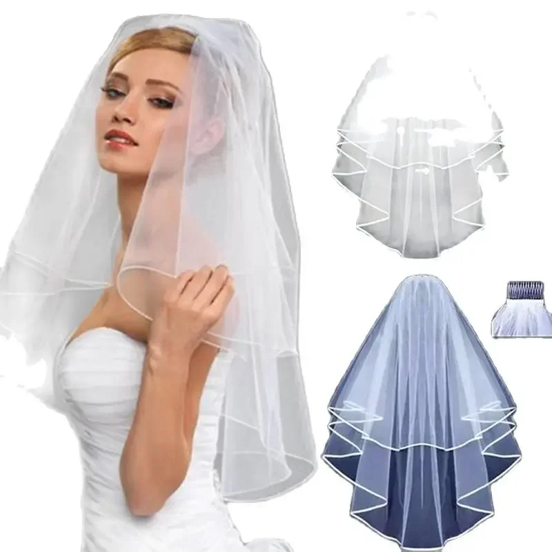 Wonderful Short Tulle  Two Layer Comb White Ivory Bridal Veil for Bride for Marriage Wedding Accessories