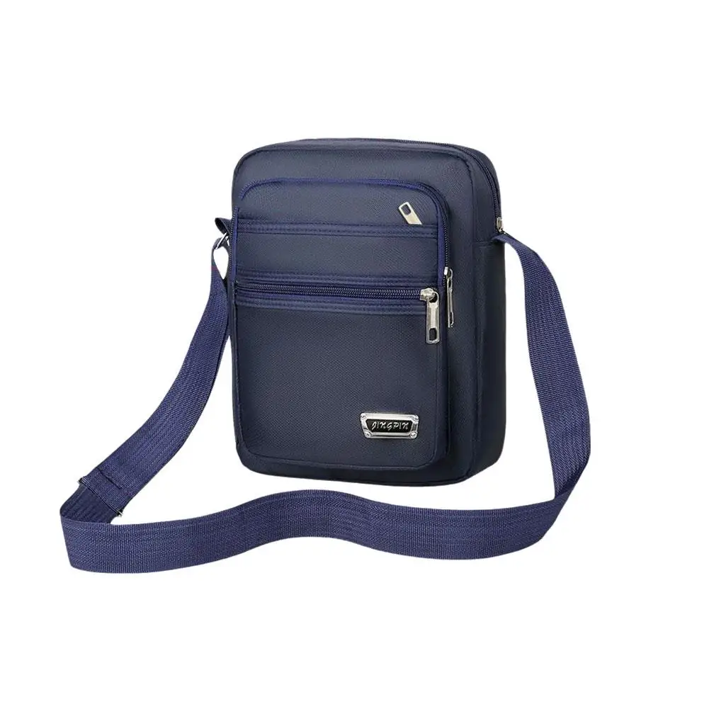 Pano Oxford Nylon impermeável Mini Crossbody Bag, carteira de ombro masculina, bolsa de capacidade multi-camada, bolsos com alça grande, Sid J7U8