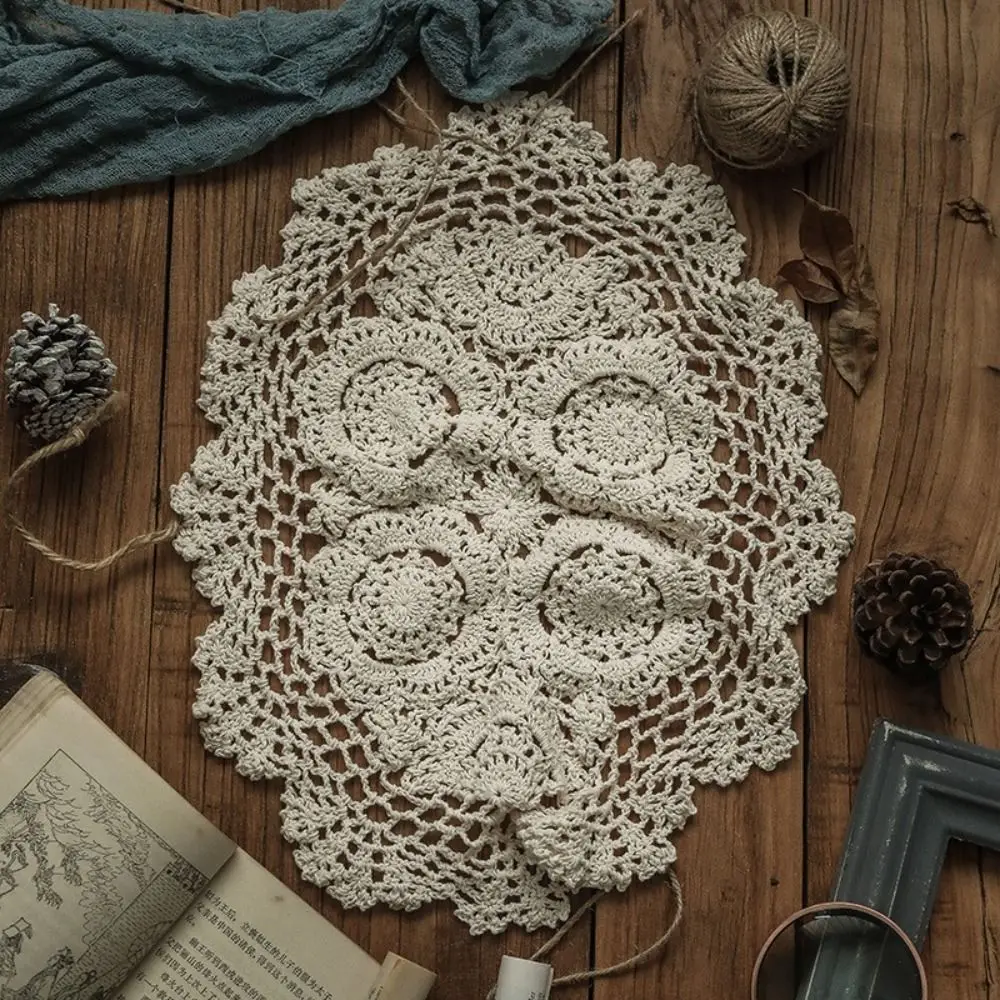 New Vintage Crocheted Doilies Shabby Chic Handmade Crochet Placemet Round Oval Wedding Event Decor