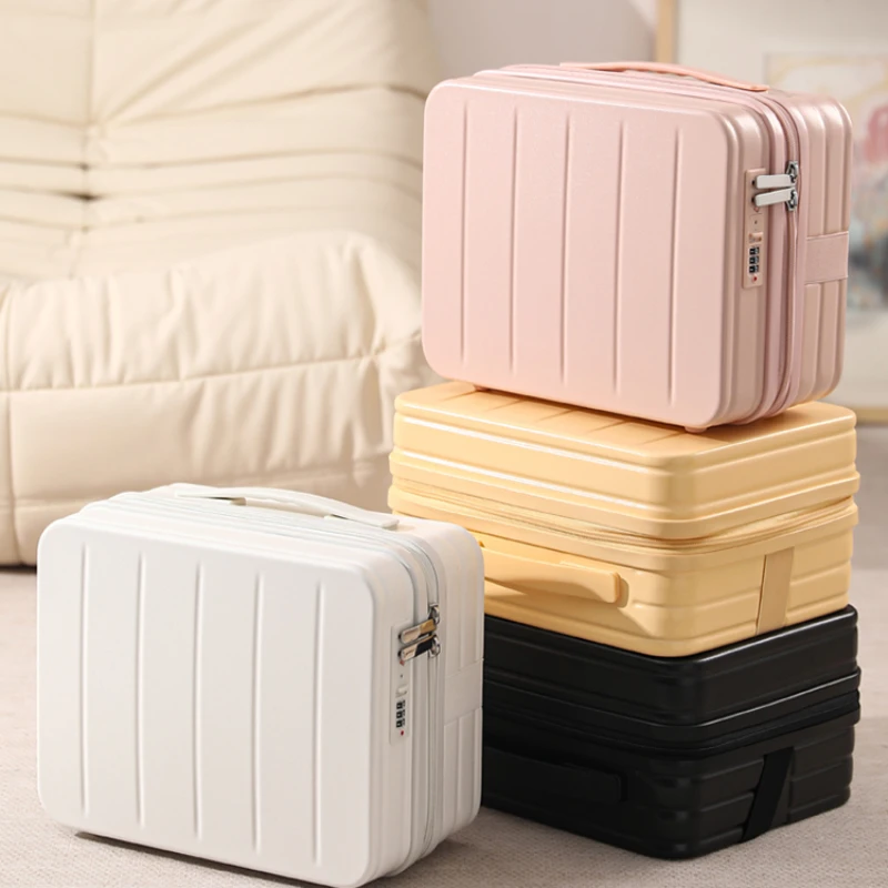 Small mini cosmetic case female new pull rod portable   storage suitcase 14-inch wash bag