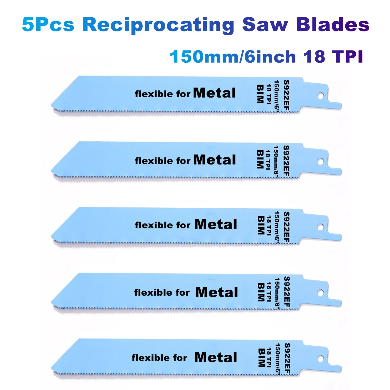 

5Pcs/Lot 18TPI Reciprocating Saw Blades 150mm/6inch for Straight Line Cutting Of Thin Metals, Pipes, Solid Materials