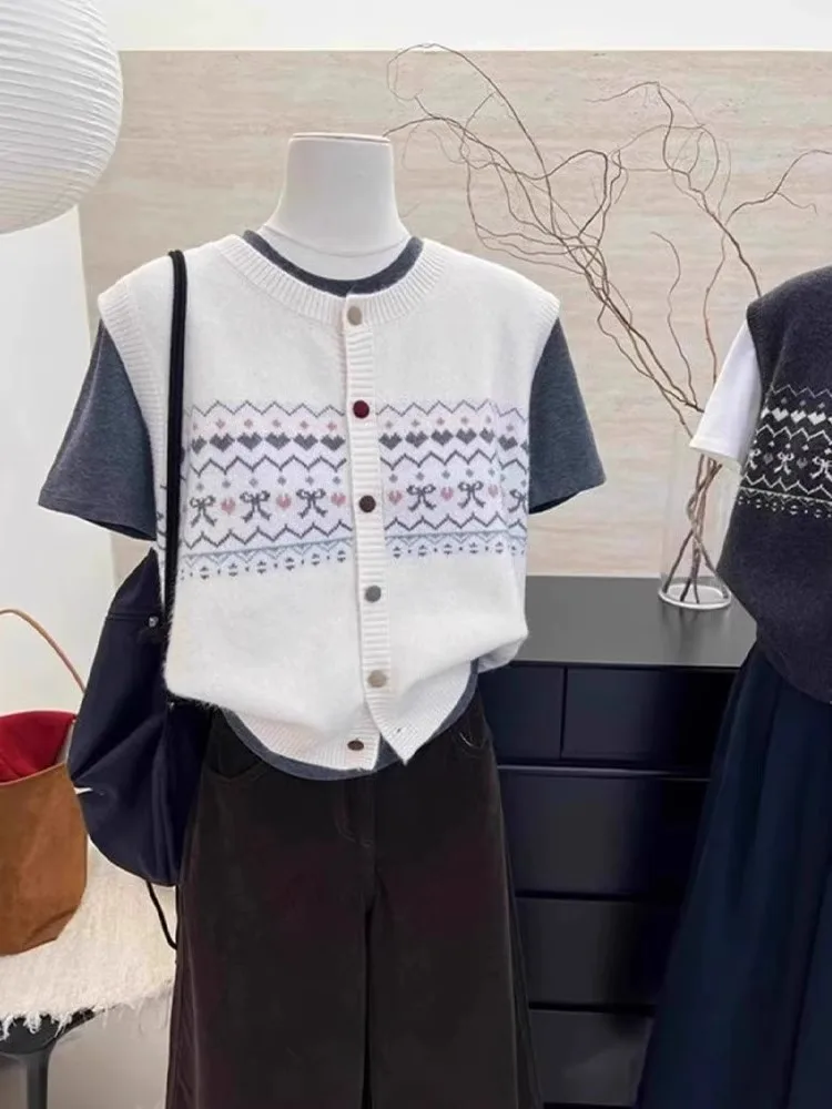 

Модный круглый вязаный свитер Ne, повседневный жилет Lazy Sle Svel с дизайном на пуговицах, удобный трикотаж стандартной посадки