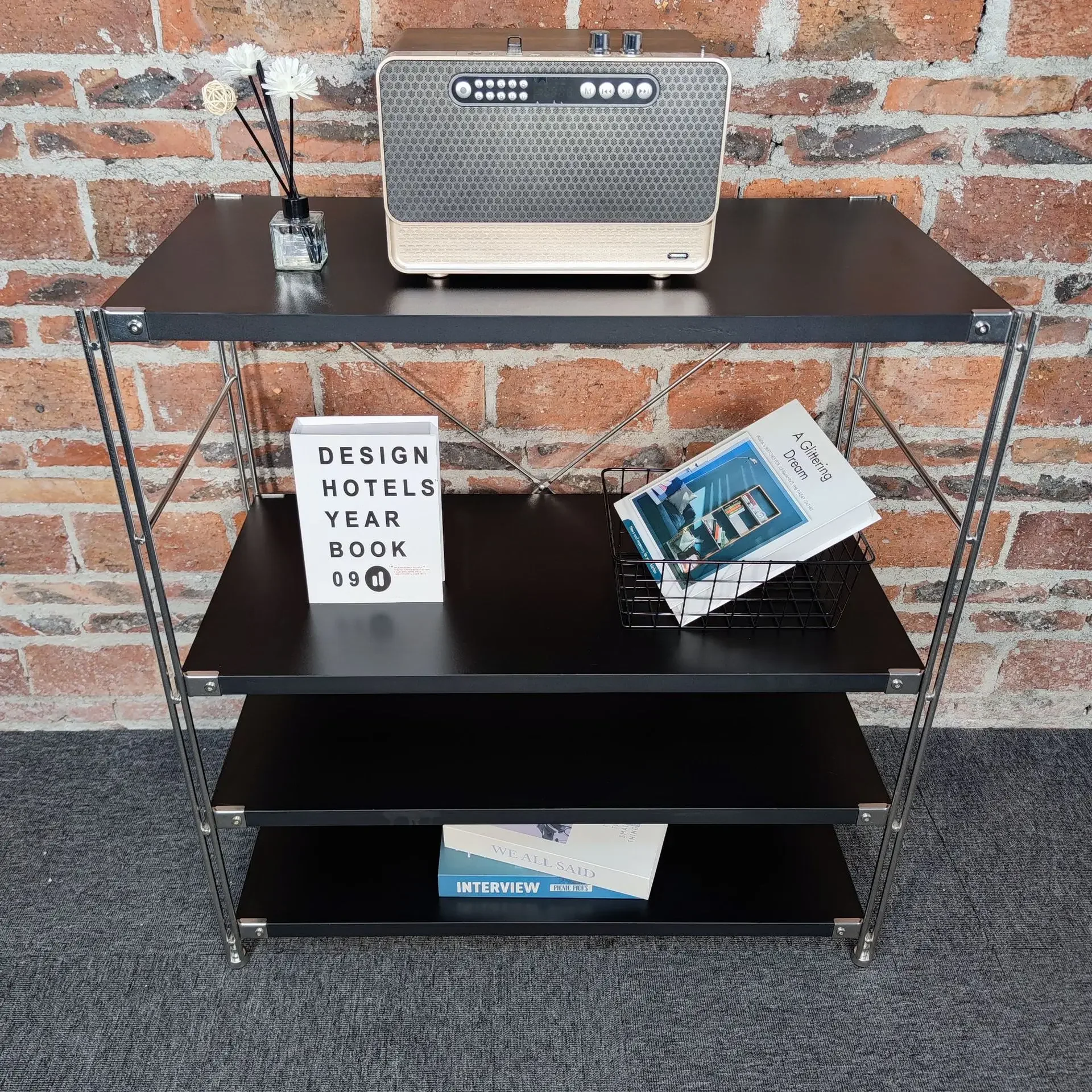 8Mm Solid Stainless Steel Bauhaus Storage Oven Multi-layer Adjustable Bookshelf