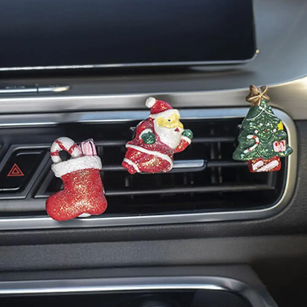 Santa Claus Deer Snowman Stocking Shape Christmas Car Air Freshener Merry Christmas Air Freshener Vent Clip Car Accessories