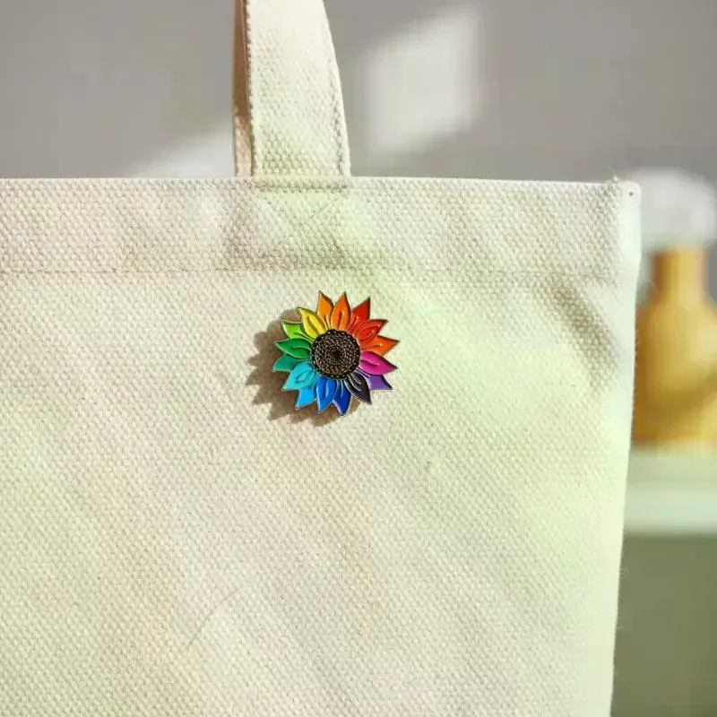 Rainbow Sunflower Enamel Pin Collar Lapel Badge Backpack Clothing Accessories Fashion Jewelry Gift For Party Daily Wear view 2