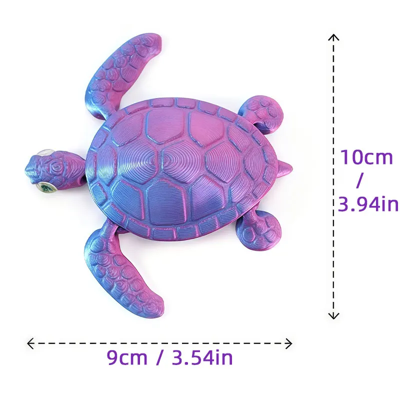 3D Printed Sea Turtle Figurine Movable Jointed Ocean Animal Sculpture Desk Ornament Home Room Decoration Collection Gift