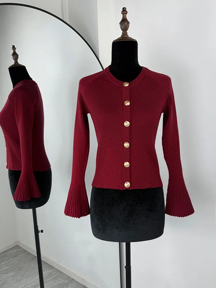 

NewLong Sleeve Knitted Cardigan For Women Solid Rib Single Breasted Sweater Slim Fashion 2026 Autumn Winter Female Knit Top