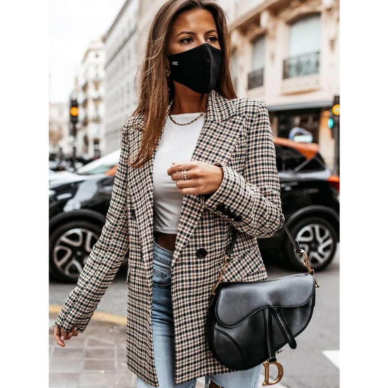 เสื้อสูทผู้หญิงแฟชั่นฤดูใบไม้ร่วง สไตล์ลำลอง เสื้อคลุมผู้หญิง สำหรับใส่ไปทำงาน กระดุมสองแถว ดีไซน์หรูหรา สบายๆ เสื้อผ้าผู้หญิง