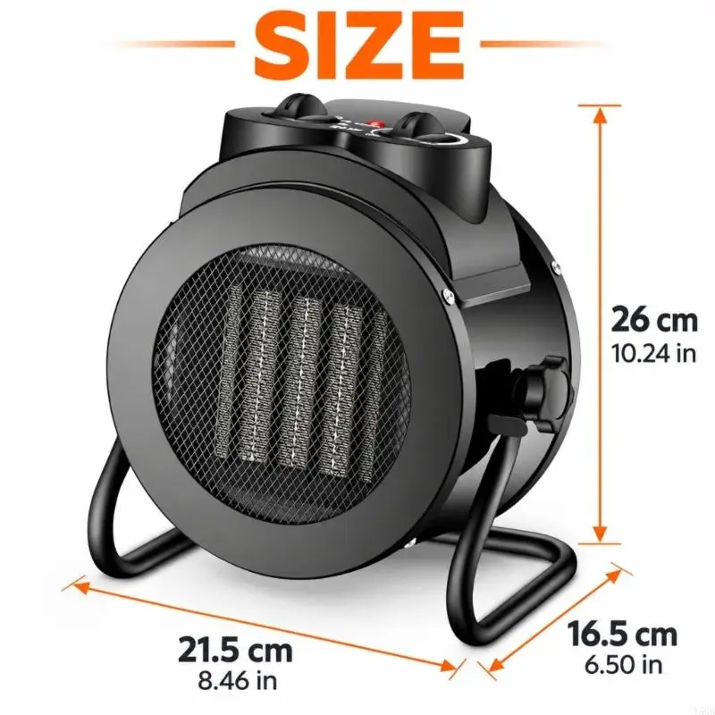 Portable Warm Air Blower Electric Fan Heater with 3 Heat Modes, Adjustable Warm Air Direction, 220-240 V Portable Electric Y5GB