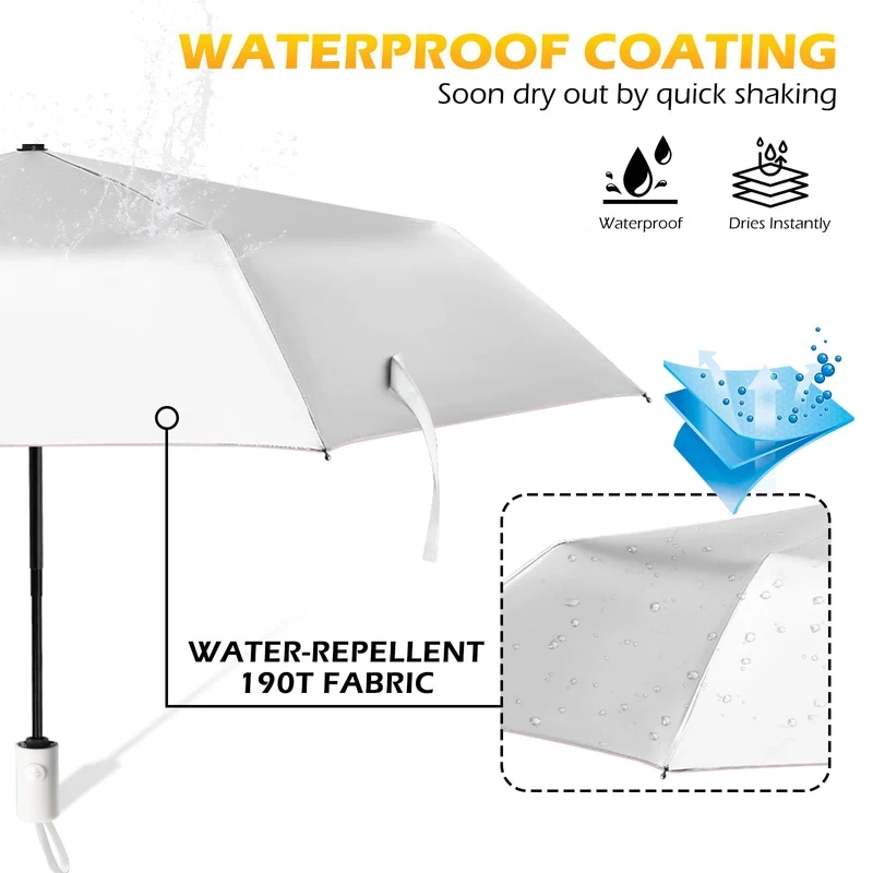 Titanium Anti-UV Automatic Umbrella, Reinforced Thick Windproof Folding Sunshade Dual-Purpose Umbrella for Daily Use