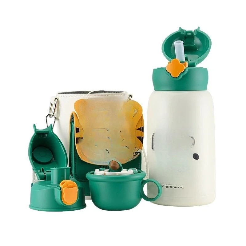 

Four-leaf clover series children's thermos cup with straw baby kindergarten kettle girl cute water cup